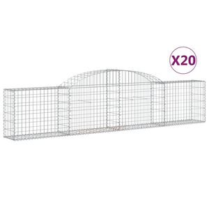 vidaXL Kosze gabionowe, 20 szt., 300x30x60/80 cm, galwanizowane żelazo