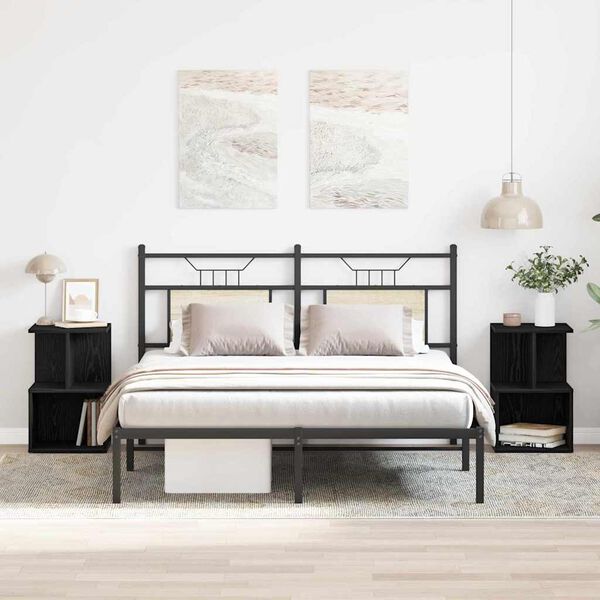 vidaXL Szafka Nocna 2 pcs Czarny Dąb 35 x 35 x 55 cm