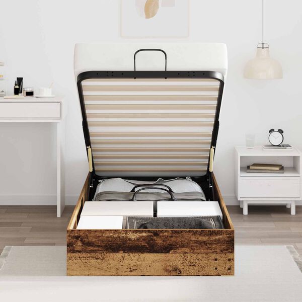 vidaXL Ł&oacute;żko otomanowe Stare drewno 80,5 x 200 cm Drewno inżynieryjne