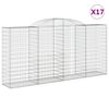 vidaXL Kosze gabionowe, 17 szt, 300x50x140/160cm, galwanizowane żelazo