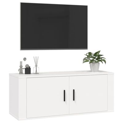 vidaXL Wisząca szafka telewizyjna, biała, 100x34,5x40 cm