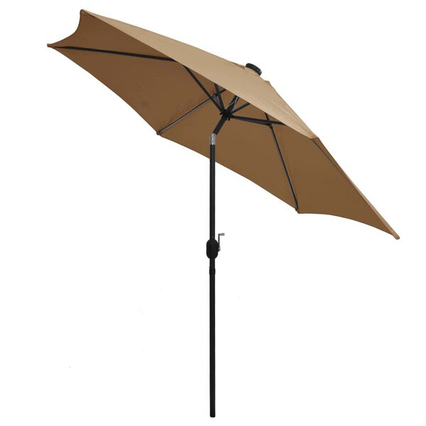 vidaXL Parasol ogrodowy z LED i aluminiowym słupkiem, 300 cm, taupe