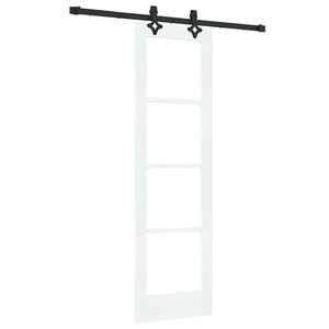 vidaXL Drzwi przesuwne Biały 61 x 198,5 cm Lite drewno sosnowe i szkło