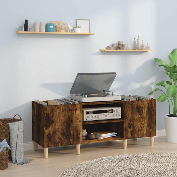 vidaXL Szafka na płyty, przydymiony dąb, 121x38x48 cm