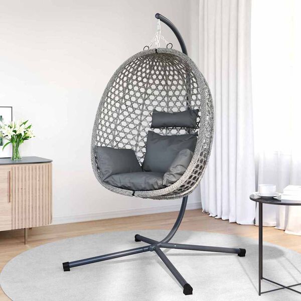 vidaXL Wiszące krzesło jajo antracytowy i szary 104 x 100 x 191 cm