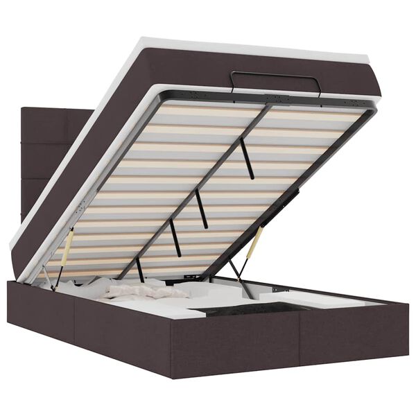 vidaXL Rama ł&oacute;żka otomana z materacem, brązowa, 120x190 cm, tkanina