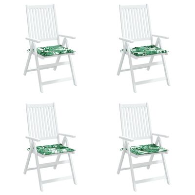 vidaXL Poduszki na krzesła, 4 szt., wzór w liście, 40x40x3 cm, tkanina