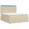 vidaXL Ł&oacute;żko z box spring LED z materacem kremowy 160 x 200 cm tkanina