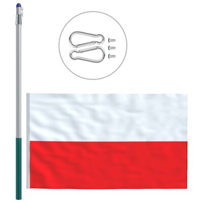 vidaXL Flaga Polski z aluminiowym masztem, 6 m