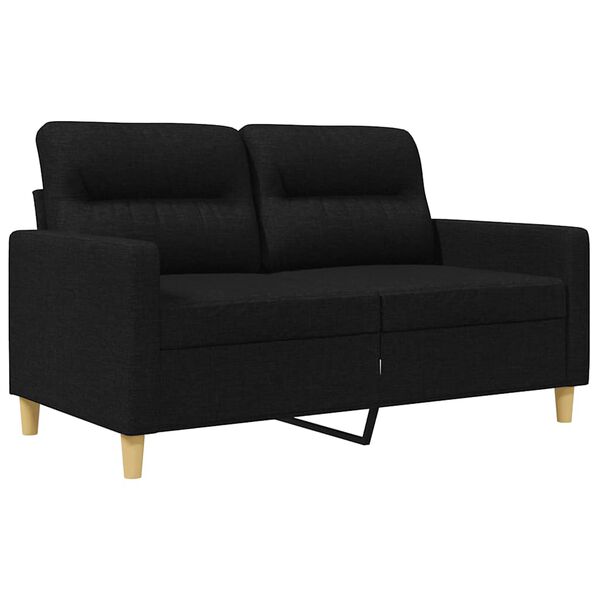 vidaXL Sofa 2-osobowa, czarna, 120 cm, tapicerowana tkaniną