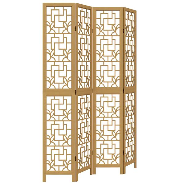 vidaXL Parawan pokojowy, 4-panelowy, brązowy, lite drewno paulowni