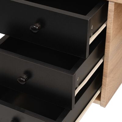 vidaXL Biurko z szufladami, 120 x 55 x 76 cm, kolor dębowy i czarny