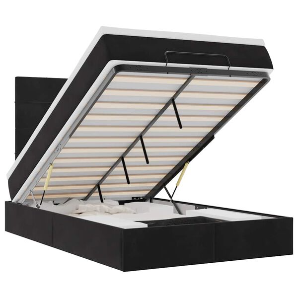 vidaXL Rama ł&oacute;żka otomana z materacami, czarna, 120x200 cm, aksamit