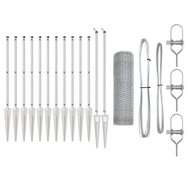 vidaXL Słupek ogrodzeniowy. Srebrny 25 x 1 m (siatka 13 mm) Stal