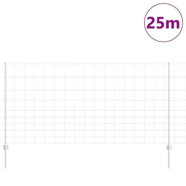 vidaXL Ogrodzenie z słupkiem Srebrny 1,2 x 25 m Stal