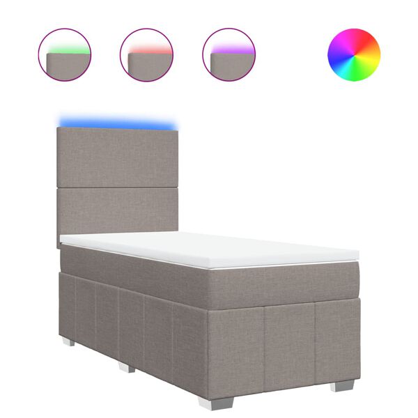 vidaXL Ł&oacute;żko kontynentalne z materacem, taupe, tkanina, 100x200 cm