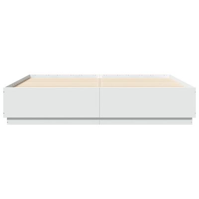 vidaXL Rama łóżka z LED, biała, 200x200 cm, materiał drewnopochodny