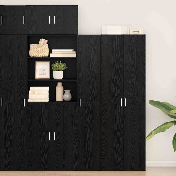vidaXL Highboard Czarny dąb 30 x 42.5 x 185 cm Materiał drewnopochodny