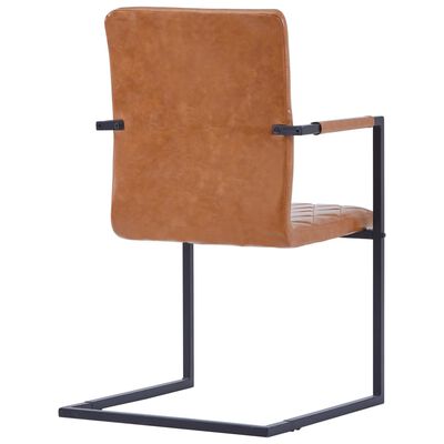 vidaXL Krzesła stołowe, 2 szt., wspornikowe, kolor koniaku, ekoskóra