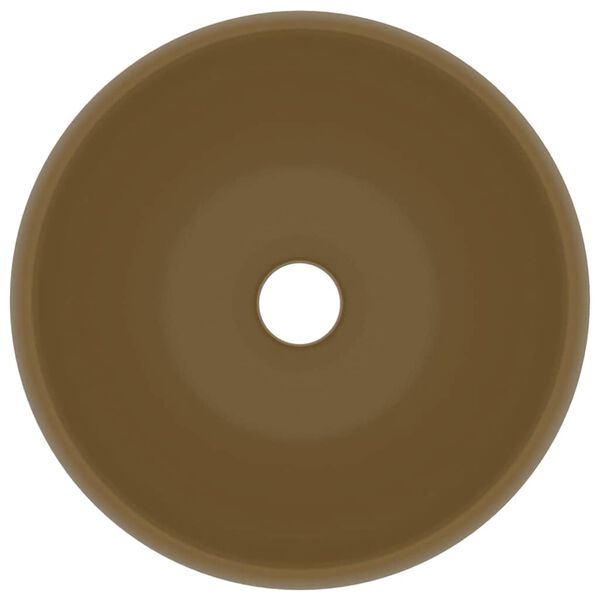 vidaXL Luksusowa, okrągła umywalka, matowy kremowy, 40x15 cm, ceramika