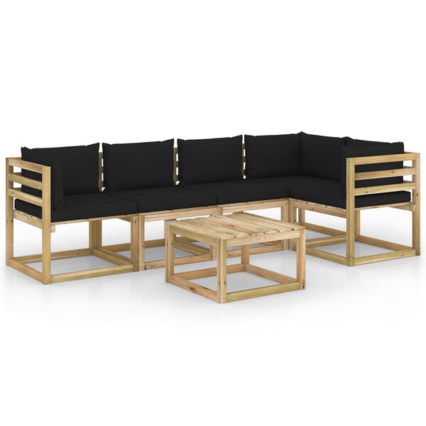 vidaXL 6-cz. zestaw mebli do ogrodu z poduszkami, impregnowana sosna