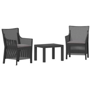vidaXL Zestaw wypoczynkowy z poduszką 3 pcs antracytowy PP