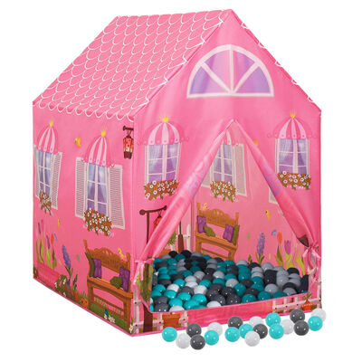 vidaXL Namiot do zabawy z 250 piłeczkami, różowy, 69x94x104 cm