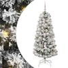 vidaXL Sztuczna choinka z zawiasami 150 LED Zielony i Biały 150 cm