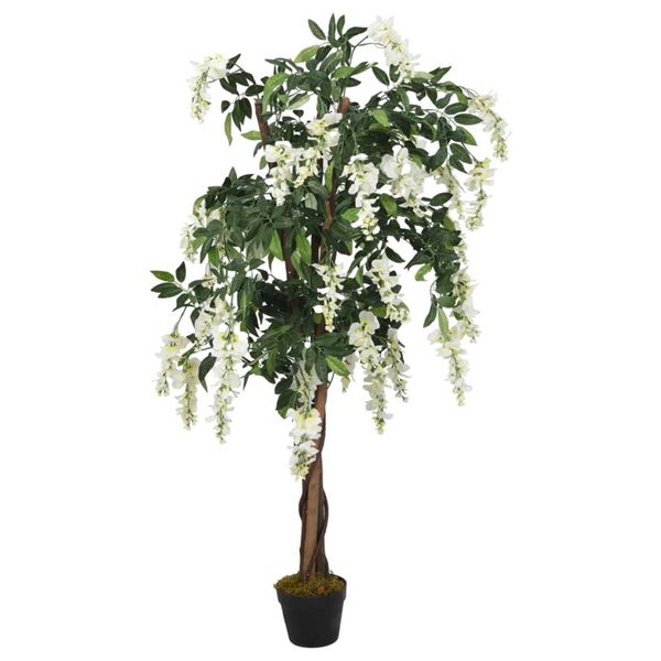 vidaXL Sztuczna wisteria, 560 liści, 80 cm, zielono-biała