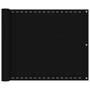 vidaXL Parawan balkonowy, czarny, 75x300 cm, HDPE