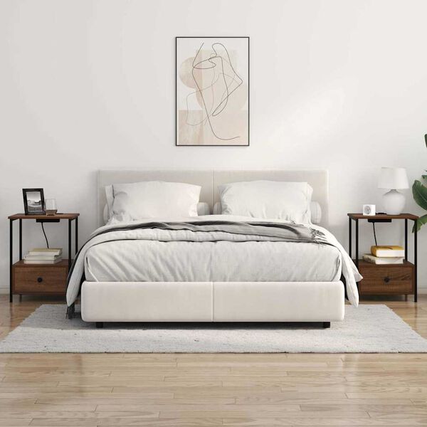 vidaXL Szafka Nocna z szufladą 2 pcs Brązowy dąb 42 x 41 x 56 cm