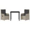 vidaXL Zestaw do jadalni w ogrodzie 3 pcs Jasnoszary polirattan