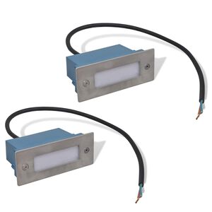 vidaXL Wpuszczane lampki schodowe LED, 2 sztuki, 44x111x56 mm