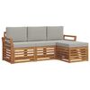 vidaXL Zestaw sof na zewnątrz z poduszką 4 pcs Naturalny i Jasny Szary
