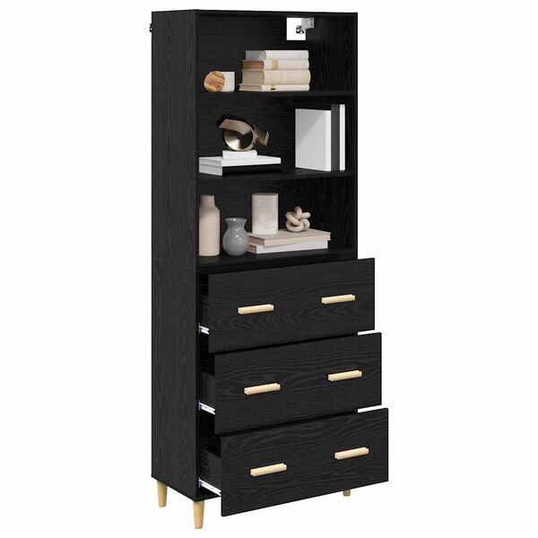 vidaXL Highboard z szufladą Czarny Dąb 69,5 x 32,5 x 180 cm