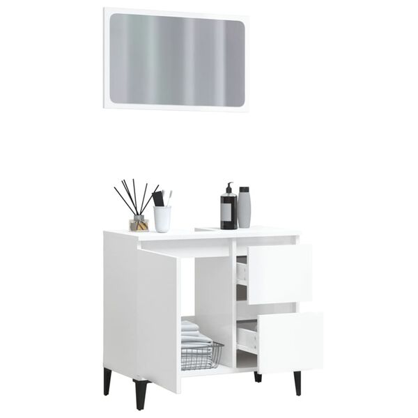 vidaXL 2-częściowy zestaw mebli łazienkowych, wysoki połysk, biały