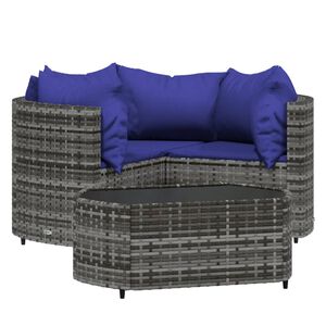 vidaXL 4-cz. zestaw wypoczynkowy do ogrodu, poduszki, szary rattan PE