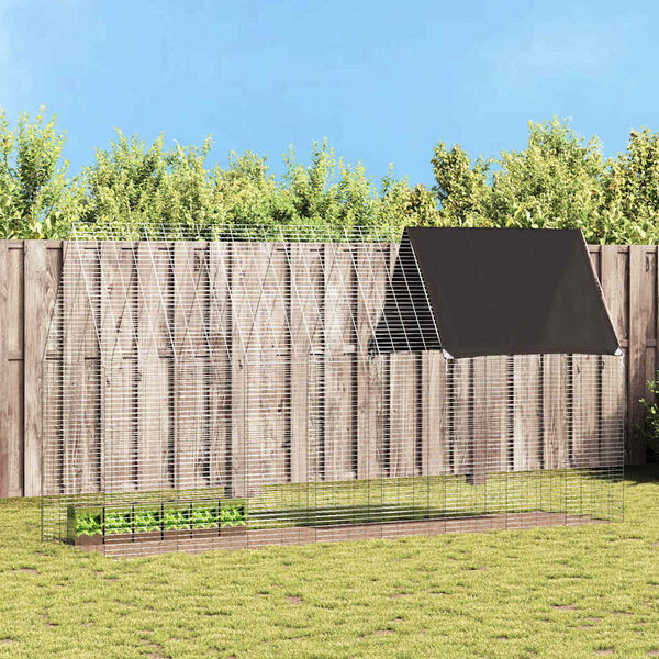 vidaXL Klatka dla kr&oacute;lika Srebrny 400 x 100 x 210 cm