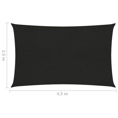 vidaXL Żagiel przeciwsłoneczny, 160 g/m², czarny, 2,5x4,5 m, HDPE