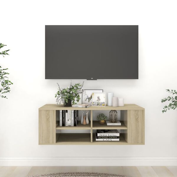 vidaXL Wisząca szafka pod TV, dąb sonoma, 102x35x35 cm