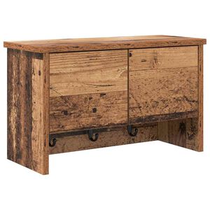 vidaXL Wieszak na płaszcze montowany na ścianie z p&oacute;łką Stare drewno