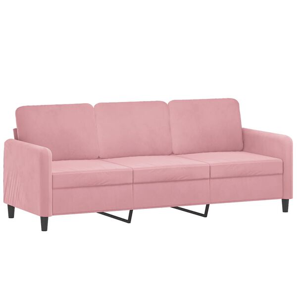 vidaXL 3-osobowa sofa z podn&oacute;żkiem, r&oacute;żowa, 180 cm, aksamitem