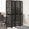 vidaXL Parawan pokojowy, 4-panelowy, czarny, lite drewno paulowni