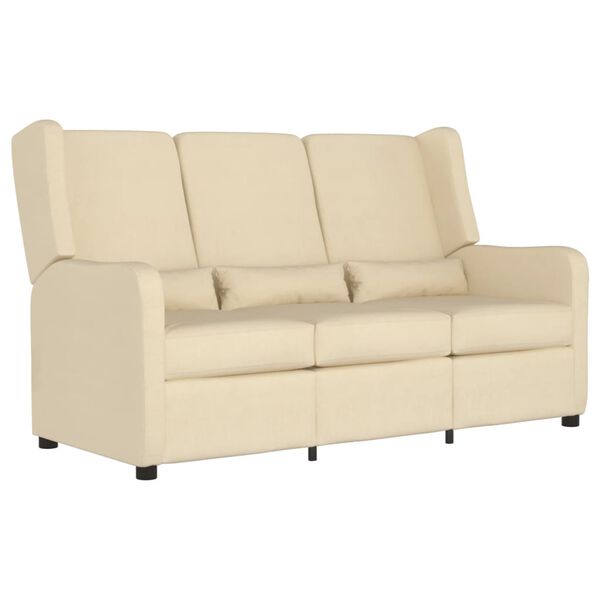 vidaXL 3-osobowa sofa rozkładana, kremowa, tapicerowana tkaniną