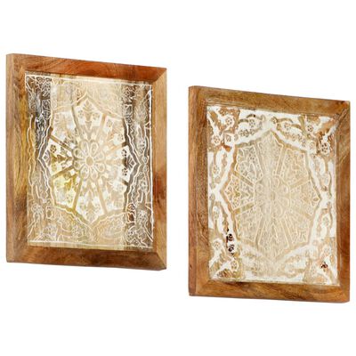 vidaXL Ręcznie rzeźbione panele ścienne, 2 szt., mango, 40x40x1,5 cm