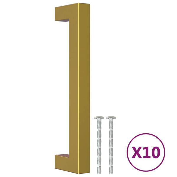 vidaXL Uchwyty do szafek, 10 szt., złote, 128 mm, stal nierdzewna