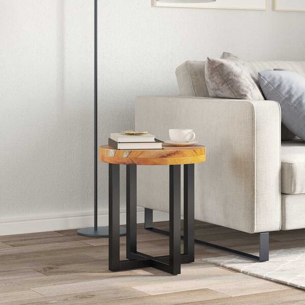 vidaXL Stolik kawowy, 40x45 cm, lite drewno tekowe i poliżywica