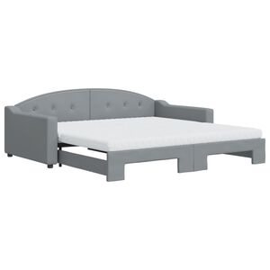 vidaXL Sofa rozsuwana z materacami, jasnoszara, 100x200 cm, tkanina