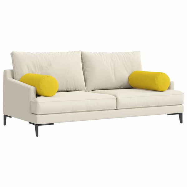 vidaXL Poduszki Wałkowe 2 pcs Jasnożółty Ø 25 x 70 cm tkanina