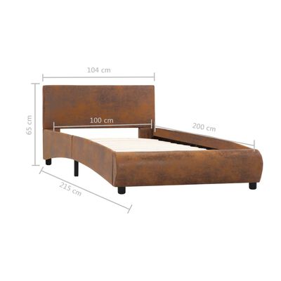 vidaXL Rama łóżka, brązowa, sztuczna skóra, 100 x 200 cm